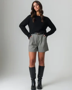 Piazza Italia Short con cintura e tasche all'americana - Pied de poule Pattern Best