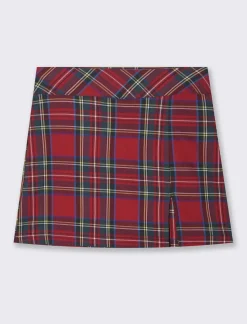 Piazza Italia Short con pettolina in fantasia scozzese - Rosso Cheap