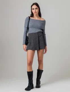 Piazza Italia Short effetto gonna in quadro - Nero Online