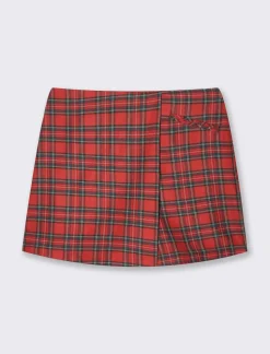Piazza Italia Short effetto gonna in quadro - Rosso Discount