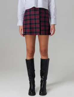 Piazza Italia Short effetto gonna in quadro - Blu Clearance