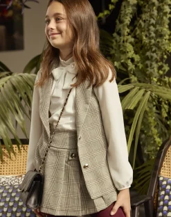 Piazza Italia Short finta gonna con pieghe laterali sul davanti e fantasia pied de poule - Fantasia Multicolore Outlet