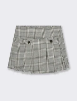 Piazza Italia Short finta gonna con pieghe laterali sul davanti e fantasia pied de poule - Fantasia Multicolore Outlet