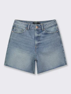Piazza Italia Short in denim vestibilità regular in tessuto fisso fondo sfrangiato - Denim Blu Clearance