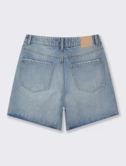 Piazza Italia Short in denim vestibilità regular in tessuto fisso fondo sfrangiato - Denim Blu Clearance