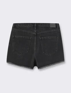 Piazza Italia Short in tessuto denim con orlo sfrangiato,apertura con zip e bottone - Nero Shop