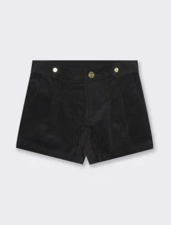 Piazza Italia Short in velluto a coste da bambina con tasche alla francese e pieghe sul davanti - Nero Fashion