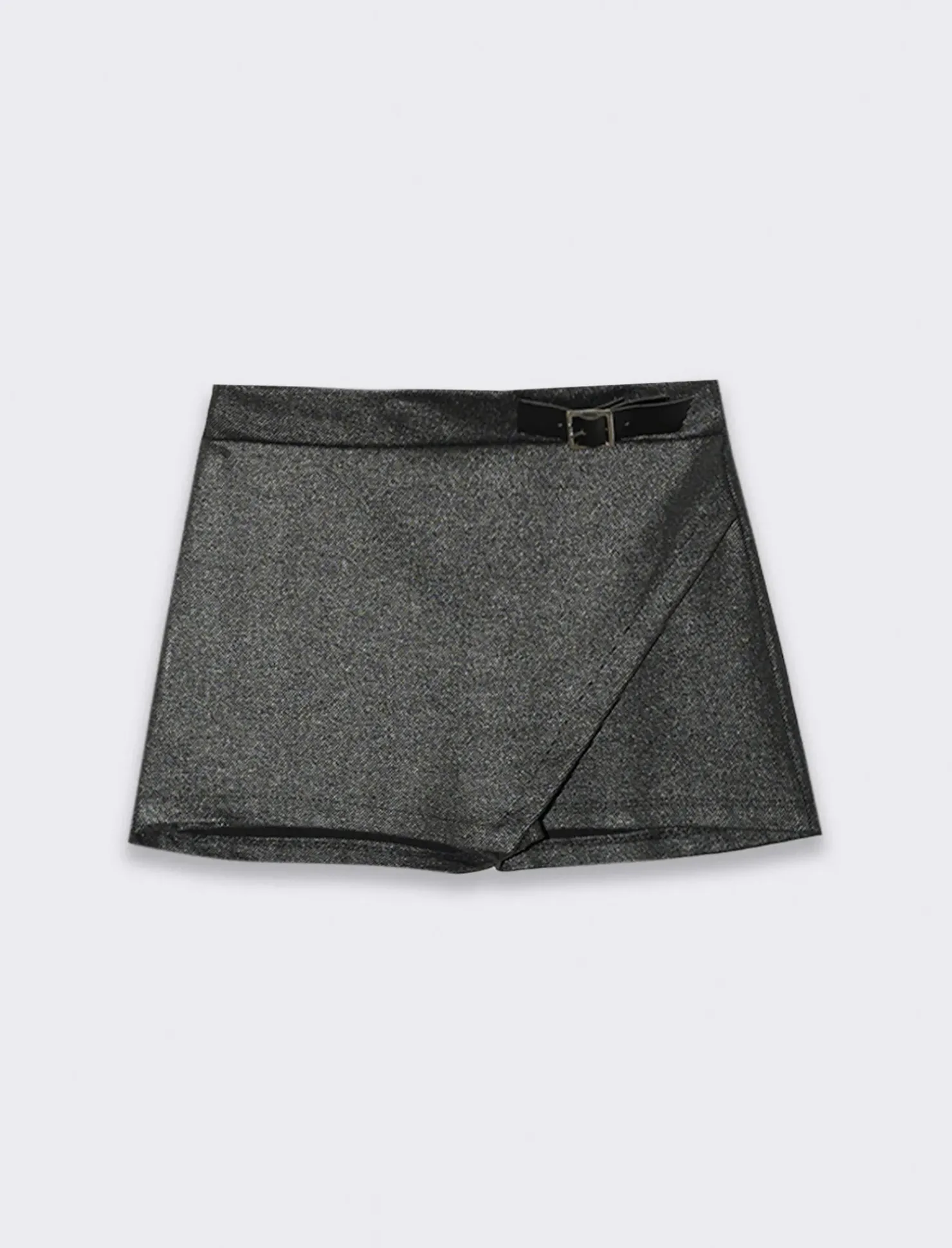 Piazza Italia Short panta-gonna in tessuto elastico laminato e ccassorio-fibbia sul davanti - Nero Hot