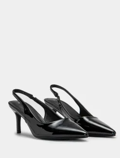 Piazza Italia Slingback a punta in poliuretano e tacco a spillo - Nero Best Sale