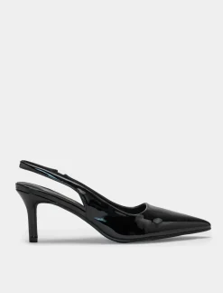 Piazza Italia Slingback a punta in poliuretano e tacco a spillo - Nero Best Sale