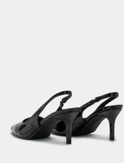 Piazza Italia Slingback a punta in poliuretano e tacco a spillo - Nero Best Sale