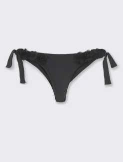 Piazza Italia Slip mare con applicazioni fiori - Nero Clearance