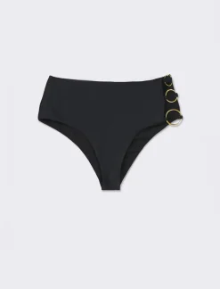 Piazza Italia Slip mare vita alta con anelli - Nero Online