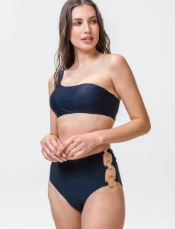 Piazza Italia Slip mare vita alta con anelli - Nero Online