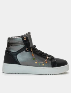 Piazza Italia Sneakers a collo alto bicolor con finiture dorate - Nero Sale