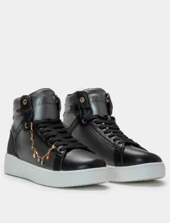 Piazza Italia Sneakers a collo alto bicolor con finiture dorate - Nero Sale