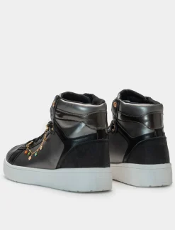 Piazza Italia Sneakers a collo alto bicolor con finiture dorate - Nero Sale