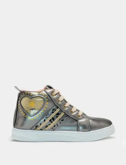 Piazza Italia Sneakers a collo alto con cuore glitterato - canna di fucile Grigio Outlet
