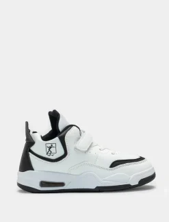 Piazza Italia Sneakers a collo alto con strappo con riporti neri - Bianco Cheap