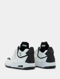 Piazza Italia Sneakers a collo alto con strappo con riporti neri - Bianco Cheap