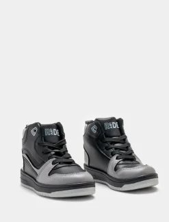 Piazza Italia Sneakers a collo alto in poliuretano e riporti grigi - Nero Store