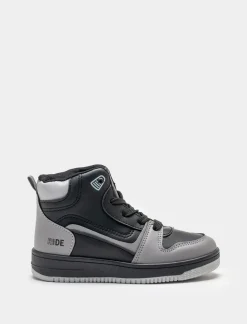 Piazza Italia Sneakers a collo alto in poliuretano e riporti grigi - Nero Store