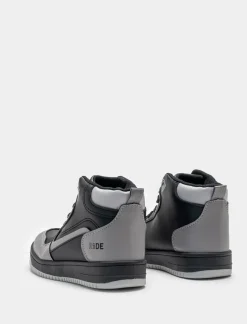 Piazza Italia Sneakers a collo alto in poliuretano e riporti grigi - Nero Store