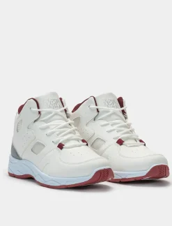 Piazza Italia Sneakers a collo alto in poliuretano e riporti bordeaux - Bianco Best Sale