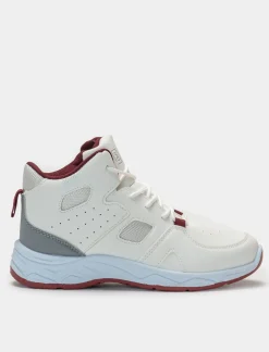 Piazza Italia Sneakers a collo alto in poliuretano e riporti bordeaux - Bianco Best Sale