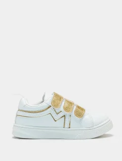 Piazza Italia Sneakers con strappi glitterati dorati - Bianco New