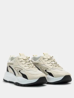 Piazza Italia Sneakers in tessuto tecnico con inserti neri in poliuretano. - Beige Hot