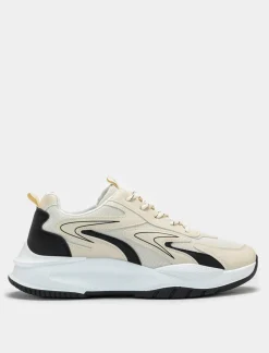 Piazza Italia Sneakers in tessuto tecnico con inserti neri in poliuretano. - Beige Hot