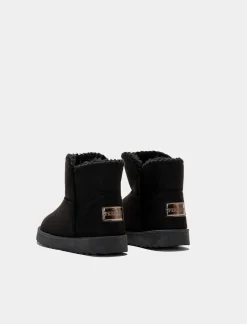 Piazza Italia Stivale da neve con cuciture in tessuto sintetico con imbottitura calda - Nero Online