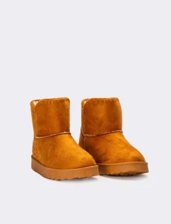 Piazza Italia Stivale da neve con cuciture in tessuto sintetico con imbottitura calda - Cammello Cheap