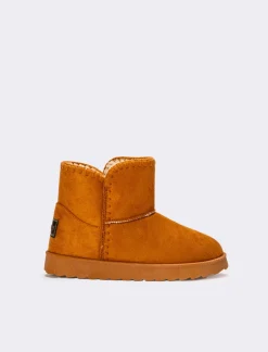 Piazza Italia Stivale da neve con cuciture in tessuto sintetico con imbottitura calda - Cammello Cheap