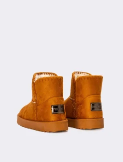 Piazza Italia Stivale da neve con cuciture in tessuto sintetico con imbottitura calda - Cammello Cheap