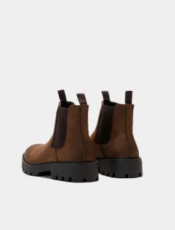 Piazza Italia Stivale in microfibra con fasce elastiche lateriali e fondo roccia - Marrone Store