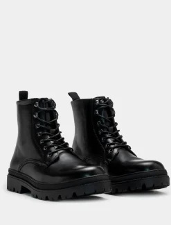 Piazza Italia Stivale stringato con fondo roccia - Nero Sale