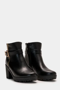 Piazza Italia Stivaletto con cinturno regolabile e zip - Nero Cheap