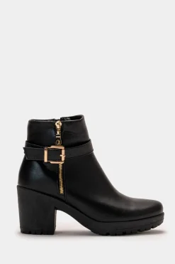 Piazza Italia Stivaletto con cinturno regolabile e zip - Nero Cheap