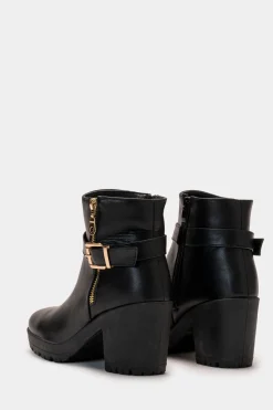 Piazza Italia Stivaletto con cinturno regolabile e zip - Nero Cheap