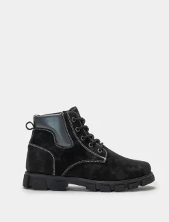 Piazza Italia Stivaletto con lacci, zip sul lato interno e fondo roccia - Nero Best Sale