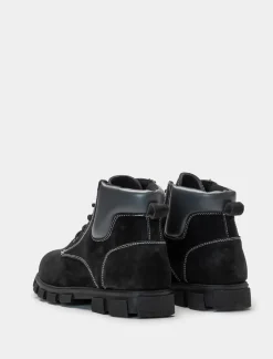 Piazza Italia Stivaletto con lacci, zip sul lato interno e fondo roccia - Nero Best Sale