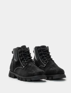 Piazza Italia Stivaletto con lacci, zip sul lato interno e fondo roccia - Nero Best Sale