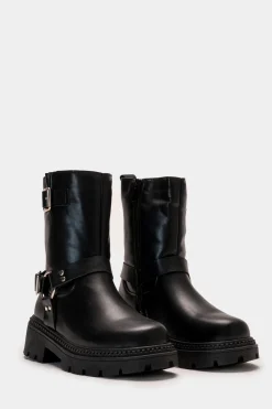 Piazza Italia Stivaletto stile biker con fibbia e dettagli metallic - Nero Store