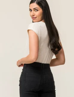 Piazza Italia T shirt modello a T girocollo con tessuto ottoman e filato effetto metallizato - latte Bianco Discount