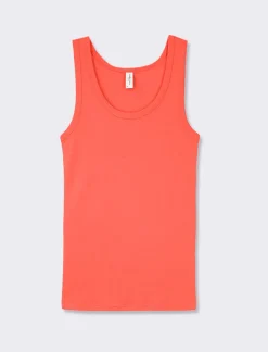 Piazza Italia Top a coste, vestibilità slim - Corallo Arancione Best
