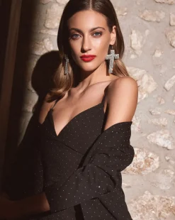 Piazza Italia Top con bretelline e strass applicati - Nero New