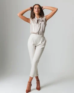 Piazza Italia Top con fiocco al collo, vestibilità regular - Beige Sale