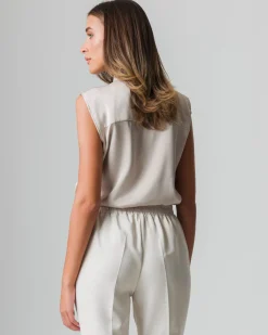 Piazza Italia Top con fiocco al collo, vestibilità regular - Beige Sale